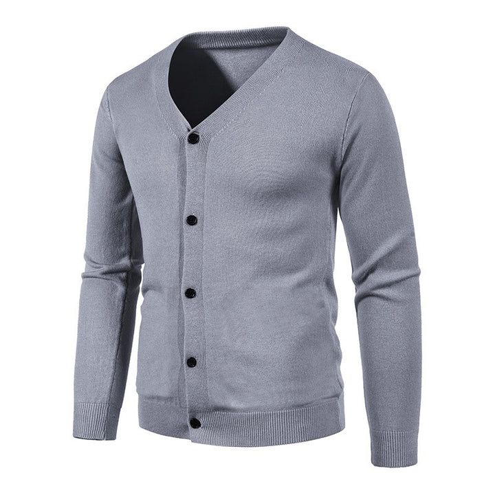 Herren stilvolle Strickjacke mit tiefem V-Ausschnitt und Knopfleiste Drune