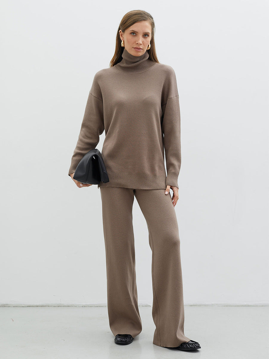 Damen Weit geschnittenes Strick-Pullover-Set mit hohem Kragen und komfortabler Passform Drune