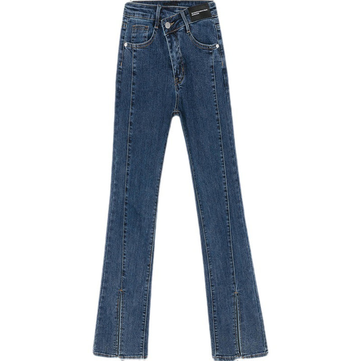 Damen Flared Jeans mit hohem Taillenbund und seitlichen Schlitzen Drune