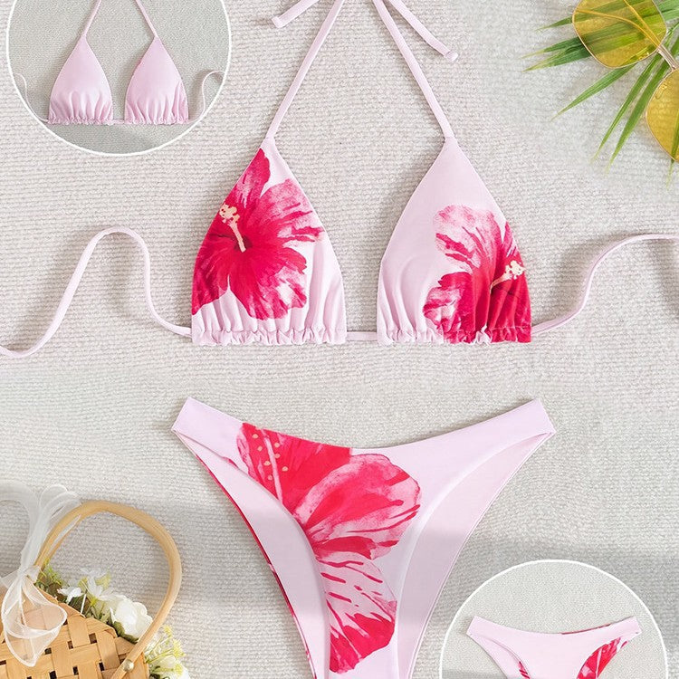 Damen Triangel-Bikini-Set mit floralem Design und verstellbaren Trägern Drune