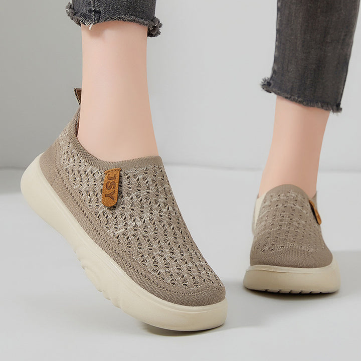 Damen nan gestrickter Slip-On Sneaker im sockenähnlichen Design mit atmungsaktivem Obermaterial und gepolsterter Komfortsohle Drune