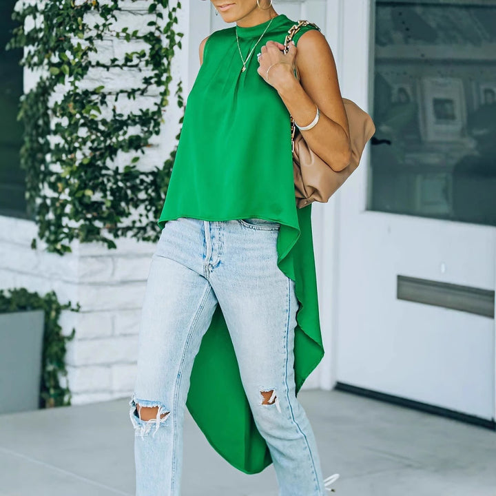 Damen Bluse mit asymmetrischem Schnitt und fließendem Material Drune