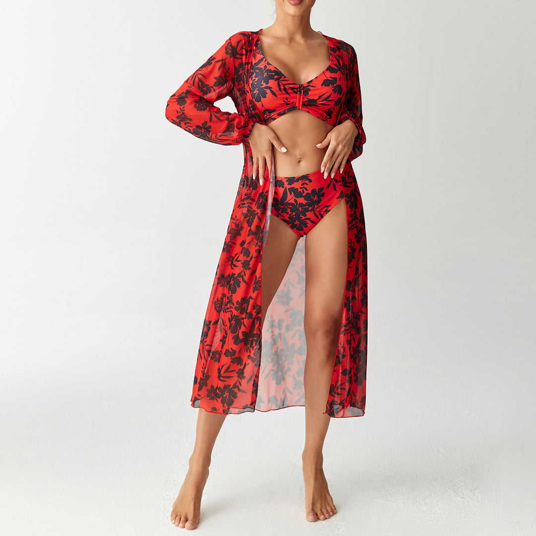 Damen Bikiniset mit transparentem Strandüberwurf Drune