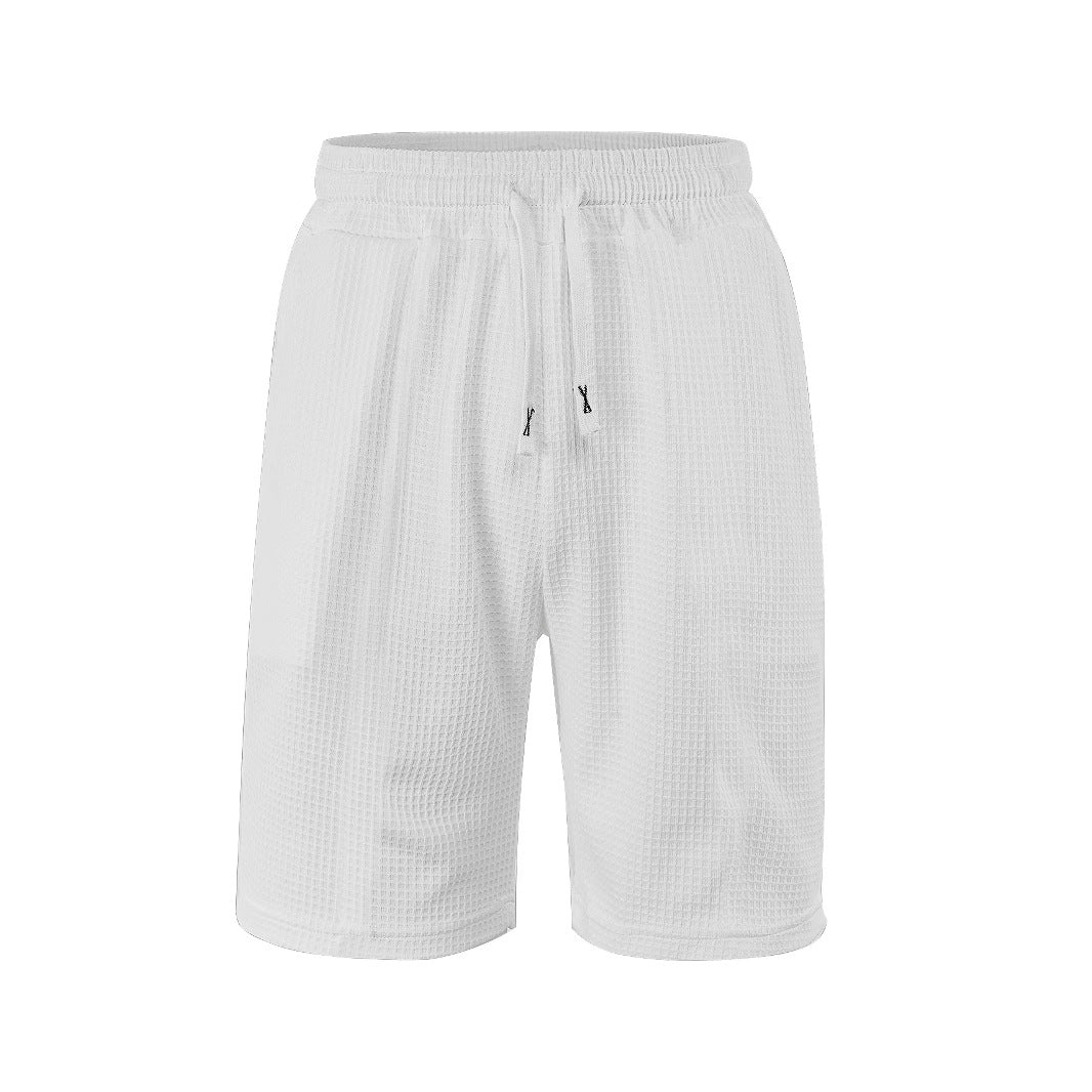 Herren nan atmungsaktive Waffel-Pyjama-Shorts mit elastischem Komfortbund, Tunnelzug und seitlichen Eingrifftaschen Drune