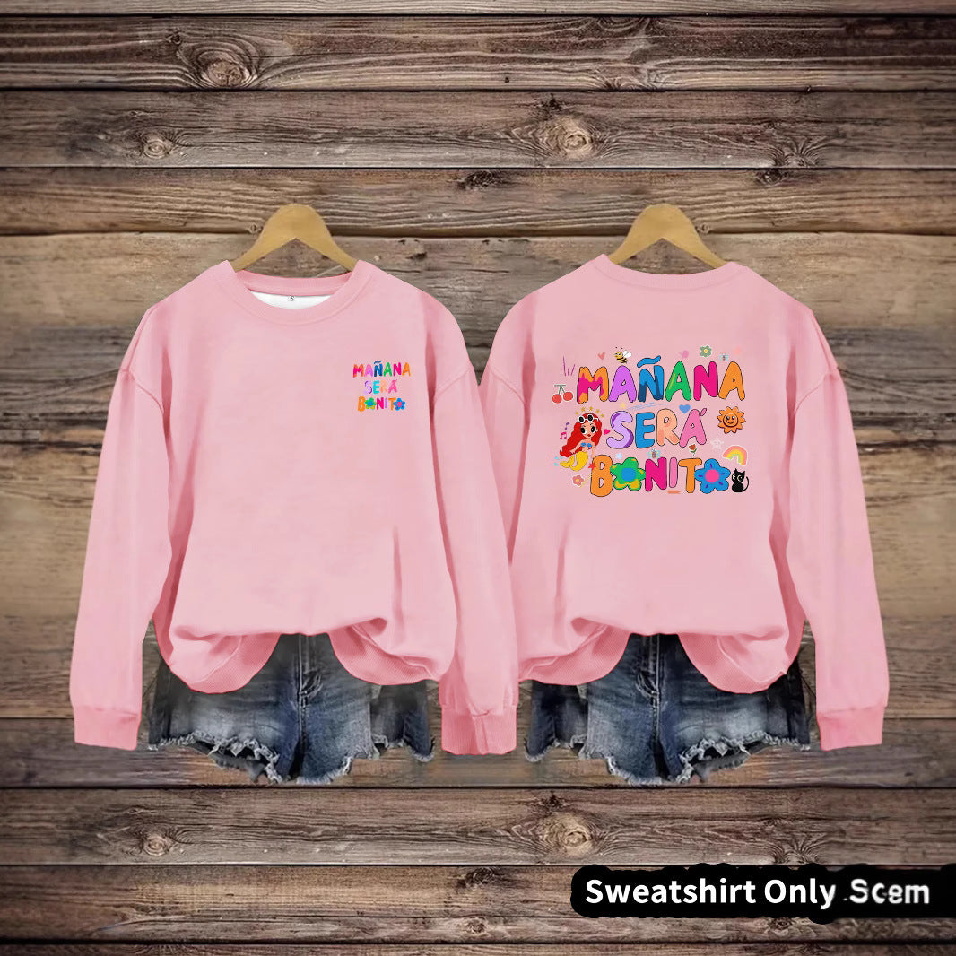 Damen Sweatshirt mit Verspielt Farbigen Aufdruck und Lässigem Schnitt Drune