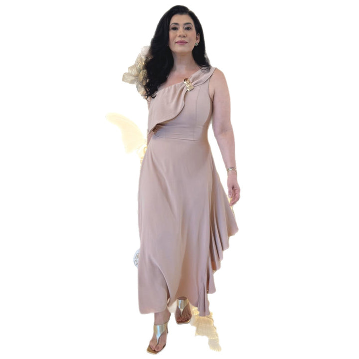 Damen Maxikleid mit eleganter Raffung Drune