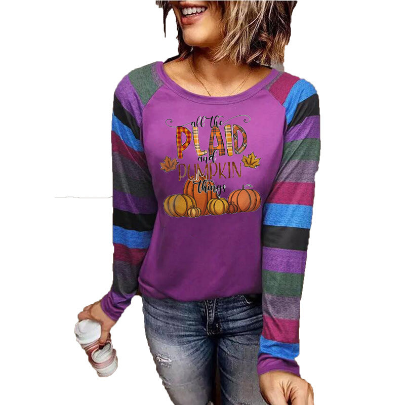 Damen lässiger Longsleeve mit kreativem Druckdesign Drune