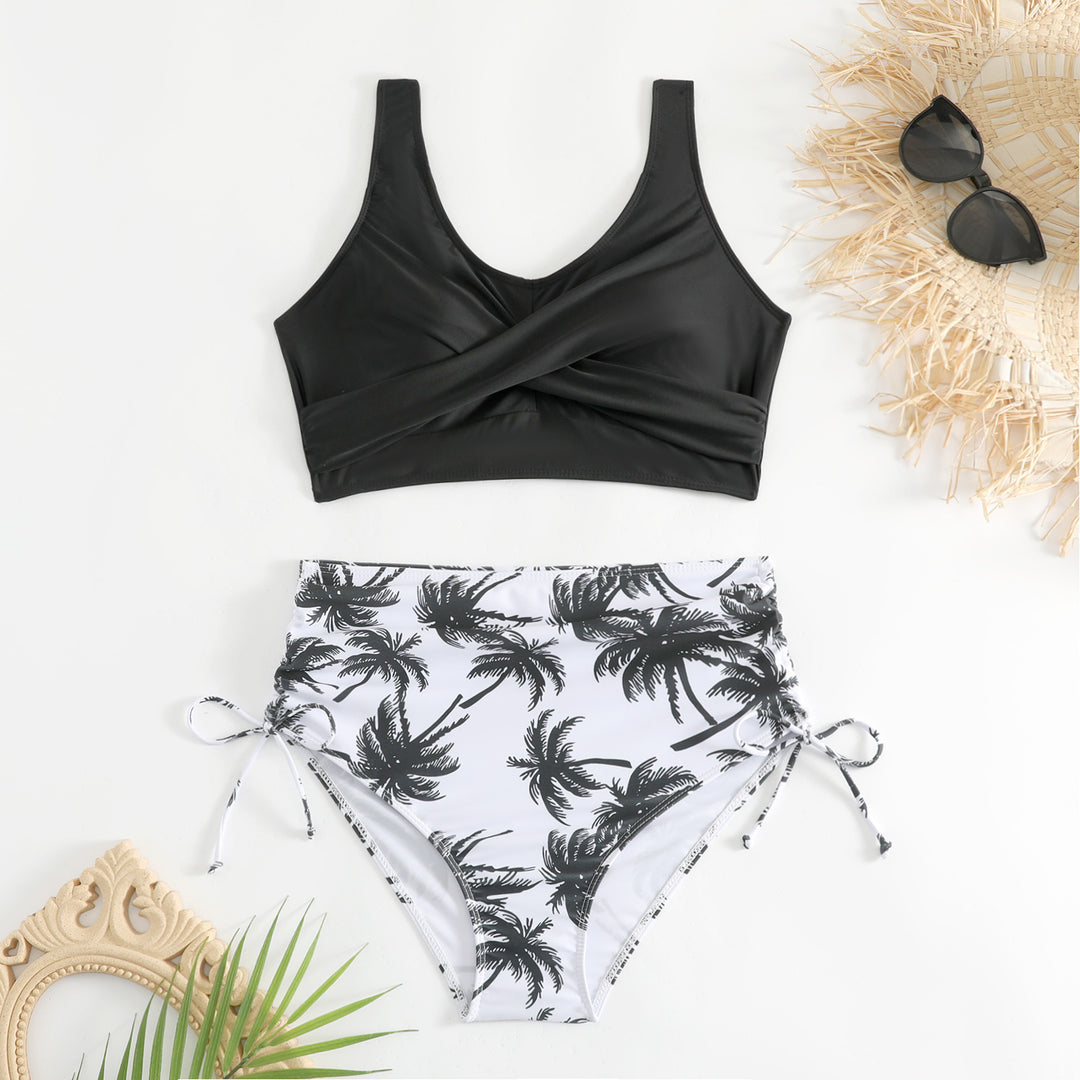 Damen Bikini-Set mit schickem Wickeloberteil und hoch taillierten Höschen Drune