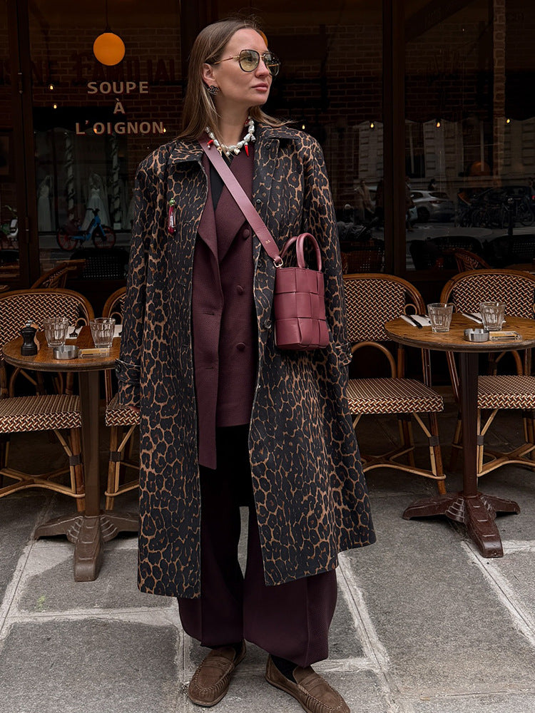 Damen Lange Tiermusterjacke Drune