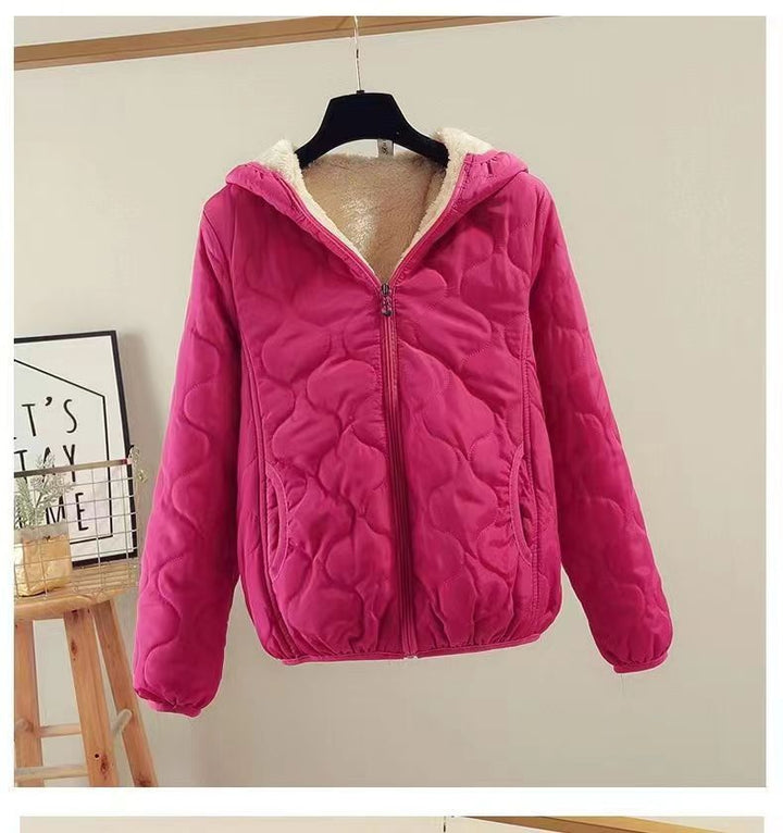 Damen gesteppte Winterjacke mit Kapuze Drune