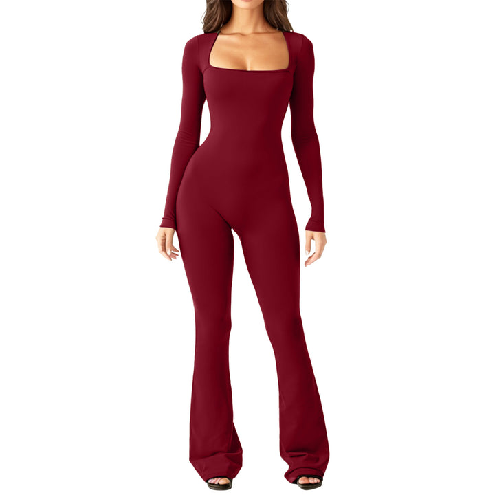 Damen Eleganter Jumpsuit mit langem Arm und figurbetontem Schnitt Drune