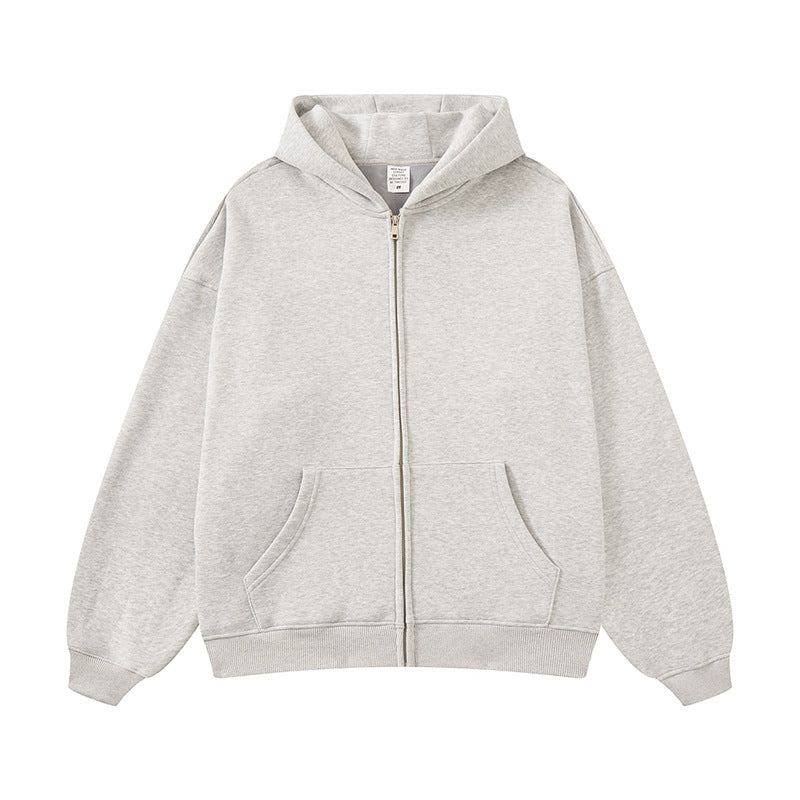 Unisex nan Kapuzen-Sweatjacke mit durchgehendem Reißverschluss, oversized Passform und Kängurutaschen Drune