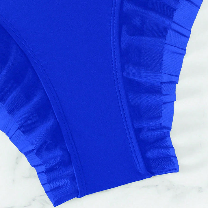 Damen Hochtailliertes Bikini-Unterteil mit verspieltem Rüschensaum Drune
