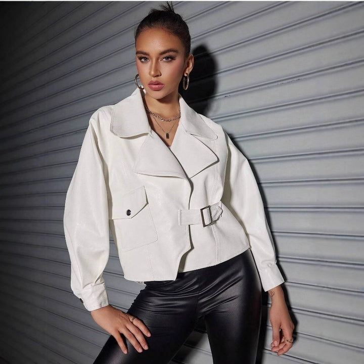 Damen Kunstlederjacke mit lässigem Oversized-Schnitt und modischen Details Drune