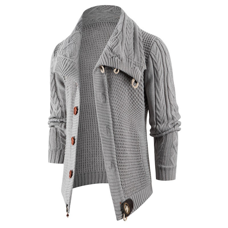 Herren Grobstrick Strickjacke mit umschlagbarem Halsausschnitt Drune
