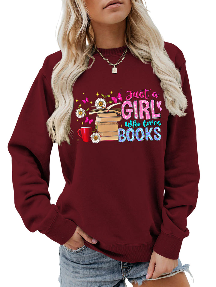 Damen Sweatshirt mit auffälligem Buchmotiv und lässiger Passform Drune