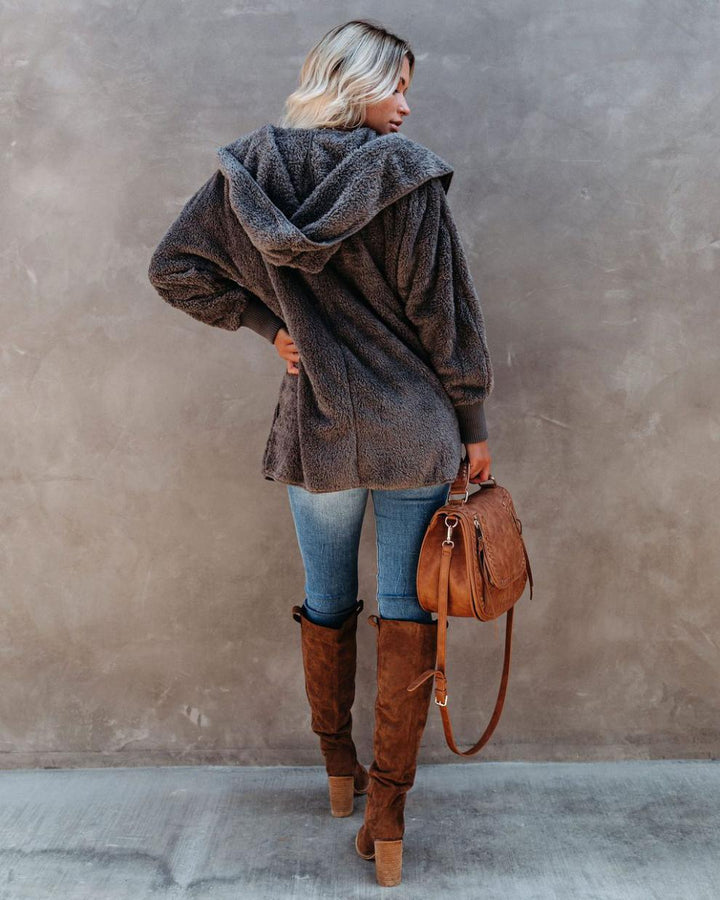 Damen Kuschelige Kapuzenjacke aus weichem Material Drune