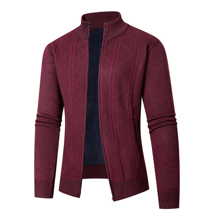 Herren Strickjacke mit eleganten Mustern und modernem Stehkragen Drune