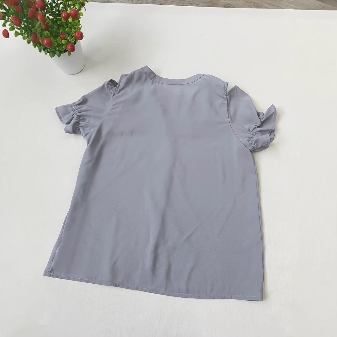 Damen Blusen mit ausgeschnittenen Schultern und Rüschendetails Drune