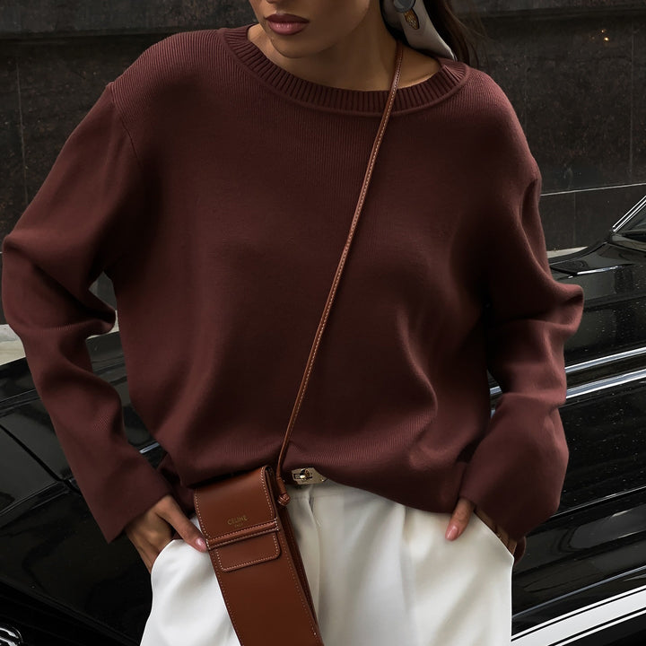 Damen lässiger Pullover mit weitem Schnitt und eleganten Hosen Drune