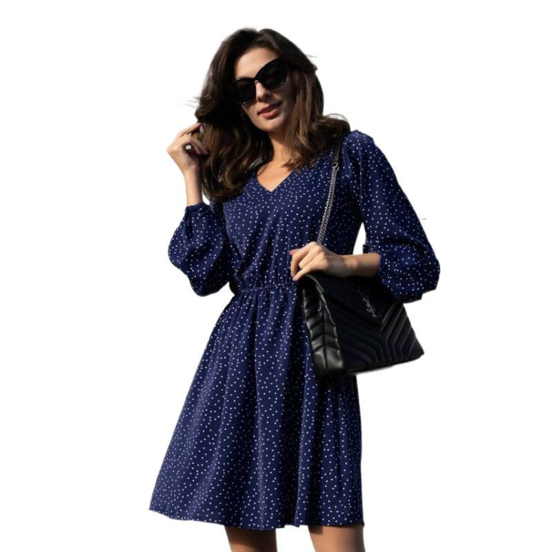 Damen Minikleid mit elegantem V-Ausschnitt und voluminösen Ärmeln Drune