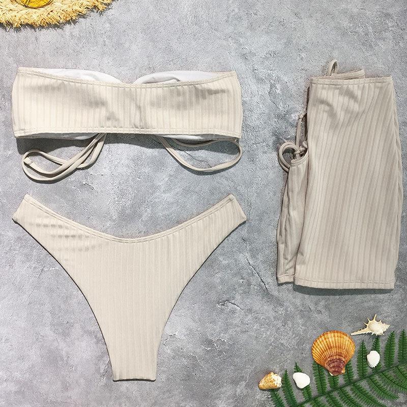 Damen Bandeau-Bikini mit Wickelrock Drune