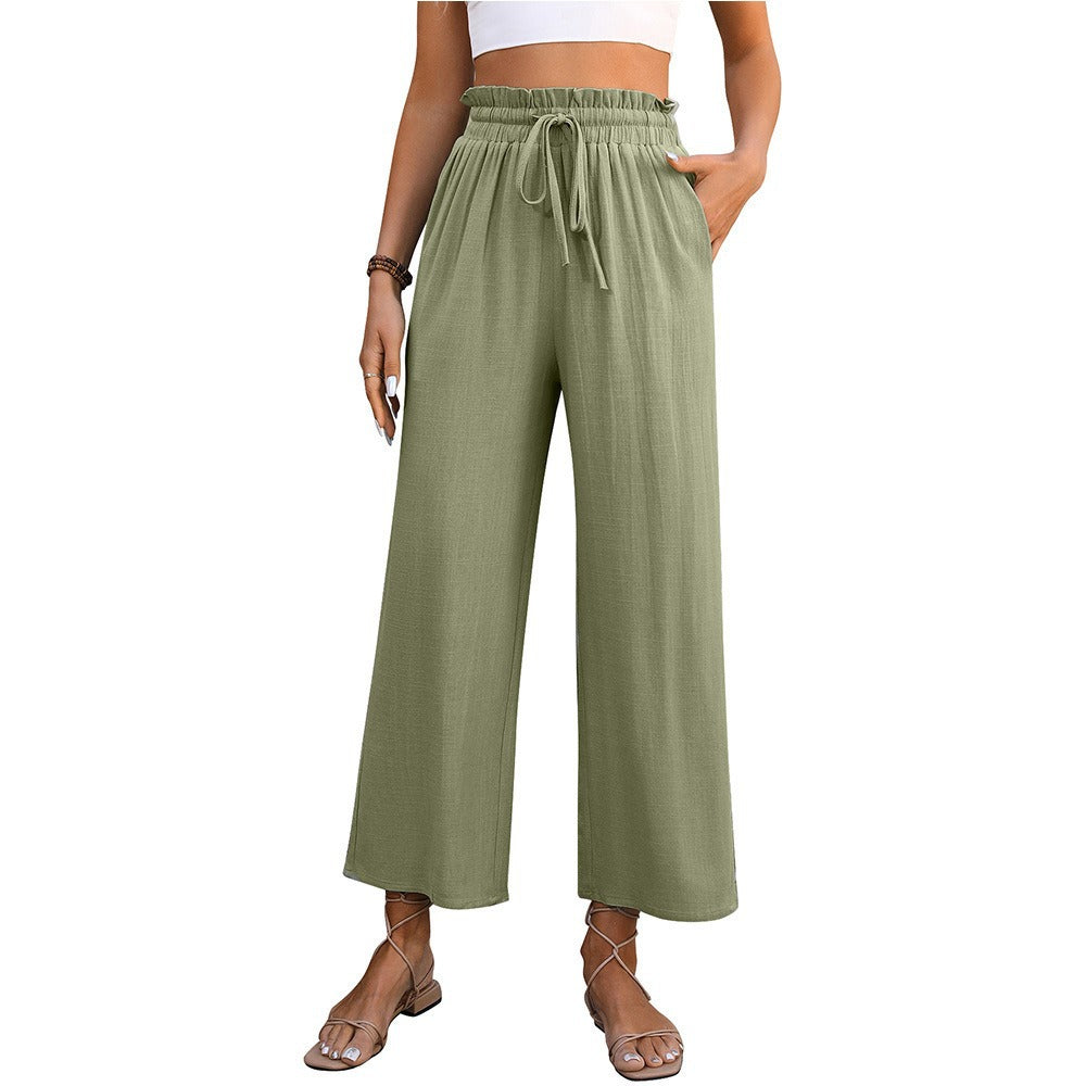 Damen Bequeme Weite Hose mit elastischem Bund und seitlichen Taschen Drune