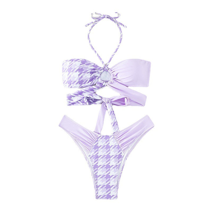 Damen Bandeau-Bikini mit modernen Knotendetails und strukturierter Oberflächenstruktur Drune