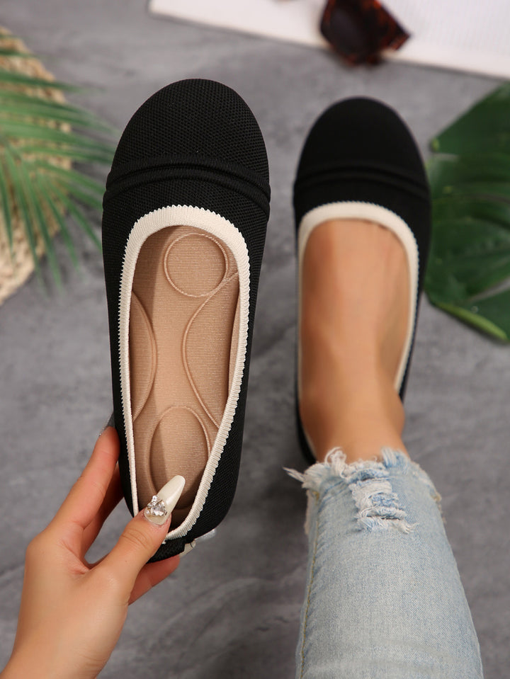 Damen  atmungsaktive Strick‑Ballerina mit ergonomischem Memory‑Fußbett und rutschfester Flexsohle Drune