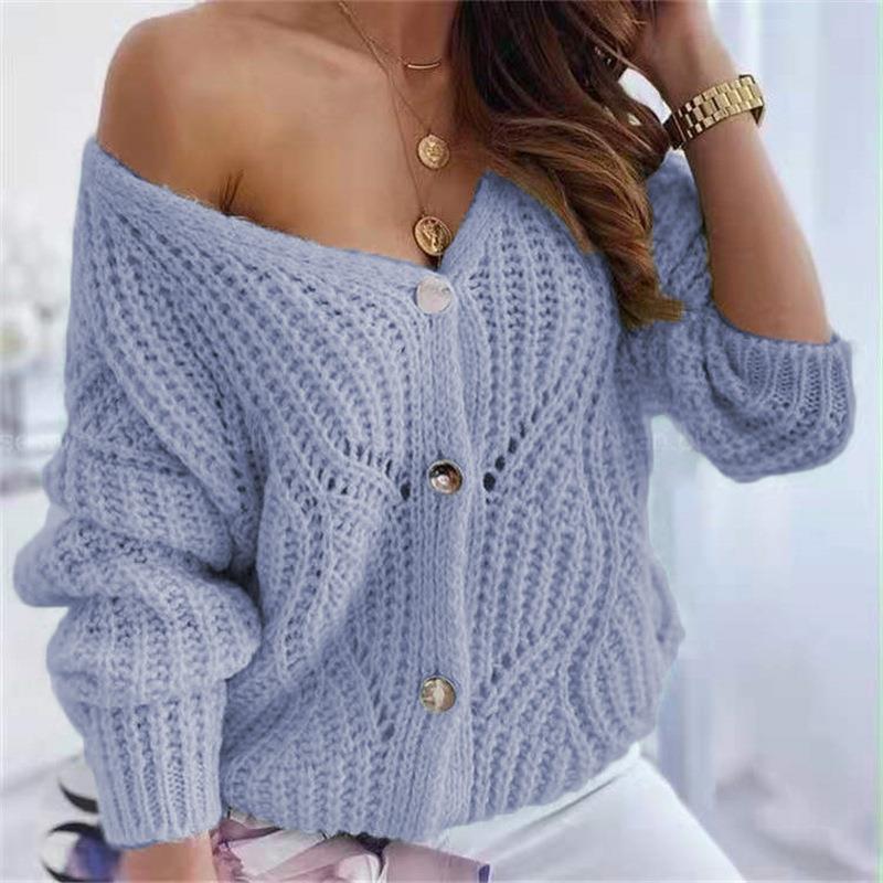 Damen Grobstrick-Cardigan mit vorteilhaftem offenen Design und dekorativen Knopfdetails Drune