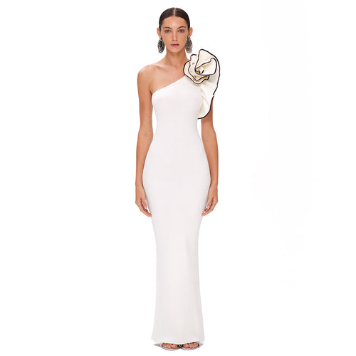Damen Elegantes Maxikleid mit asymmetrischem Design und verspieltem Rüschenakzent Drune