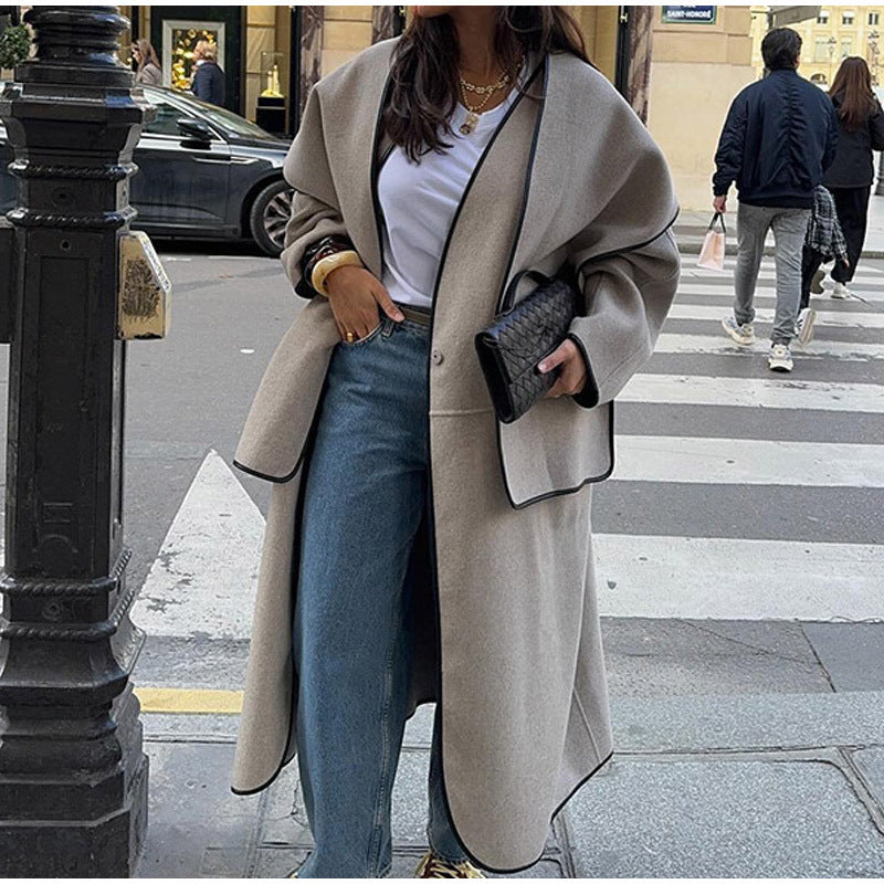 Damen Oversized Wollmantel Drune
