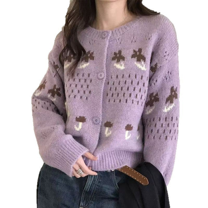 Damen Strickjacke mit verspieltem Tiermotiv und Knopfverschluss Drune