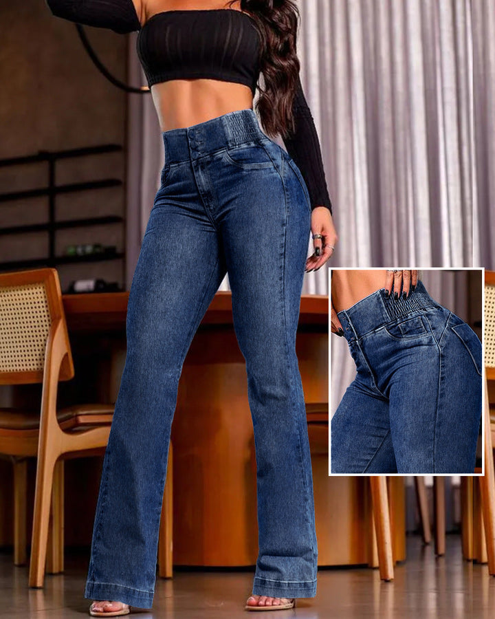 Damen Hochtaillierte Jeans mit weitem Bein Drune