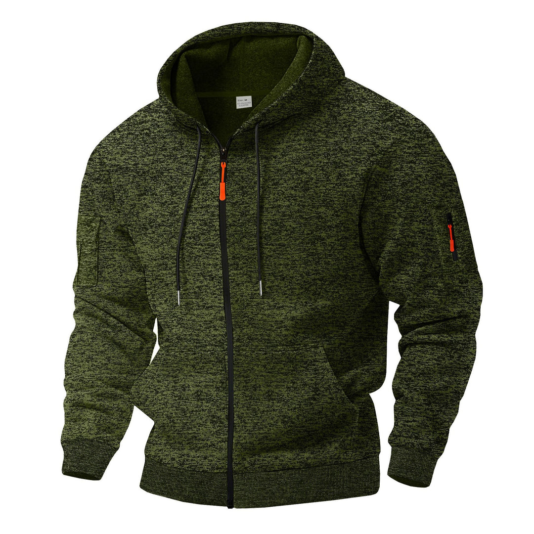 Herren sportlicher Kapuzenpullover mit atmungsaktiver Struktur und farblich abgesetzten Reißverschluss-Details Drune