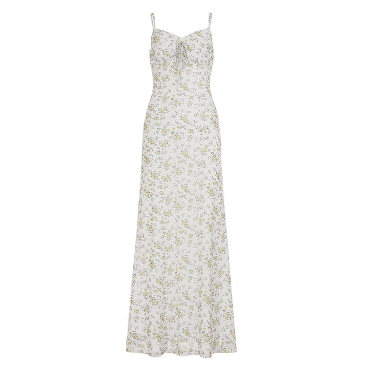 Damen Exquisites Trägerkleid mit floralem Muster und bindbarem Dekolleté Drune