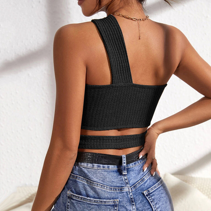 Damen asymmetrisches Crop-Top mit innovativem Cut-Out Drune