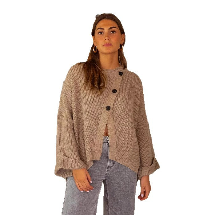 Damen gemütlicher Strickcardigan mit dekorativen Knopfdetails und luftiger Passform Drune