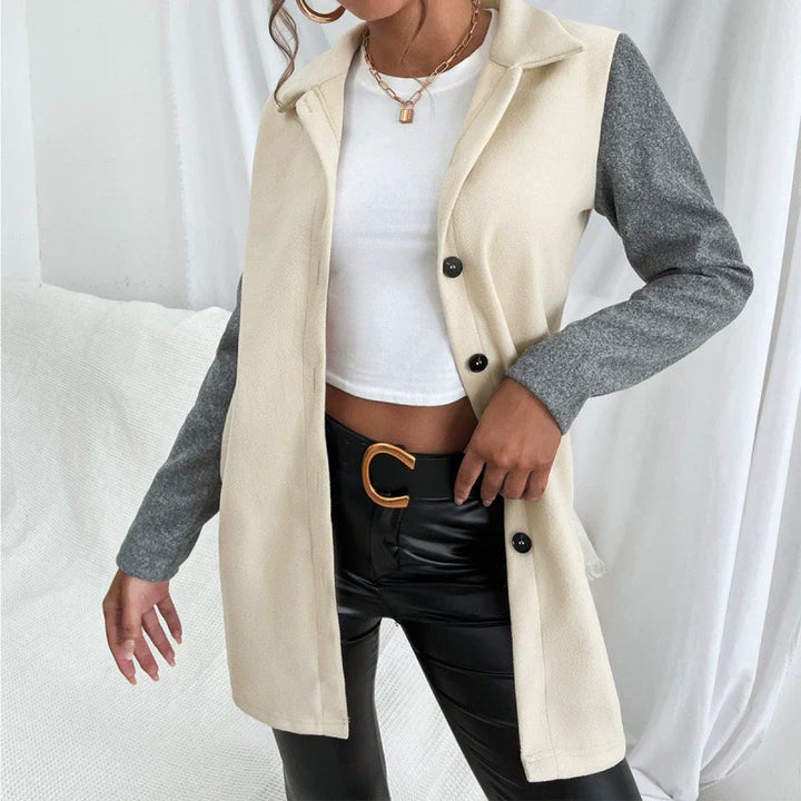 Drune | Damen Windbreaker Jacke – Strukturierte Passform – Einreiher – Kontrastärmel Design