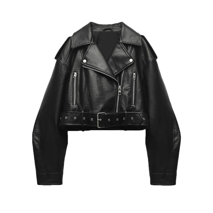 Damen modische Bikerjacke im minimalistischen Design mit praktischen Reißverschlusstaschen Drune