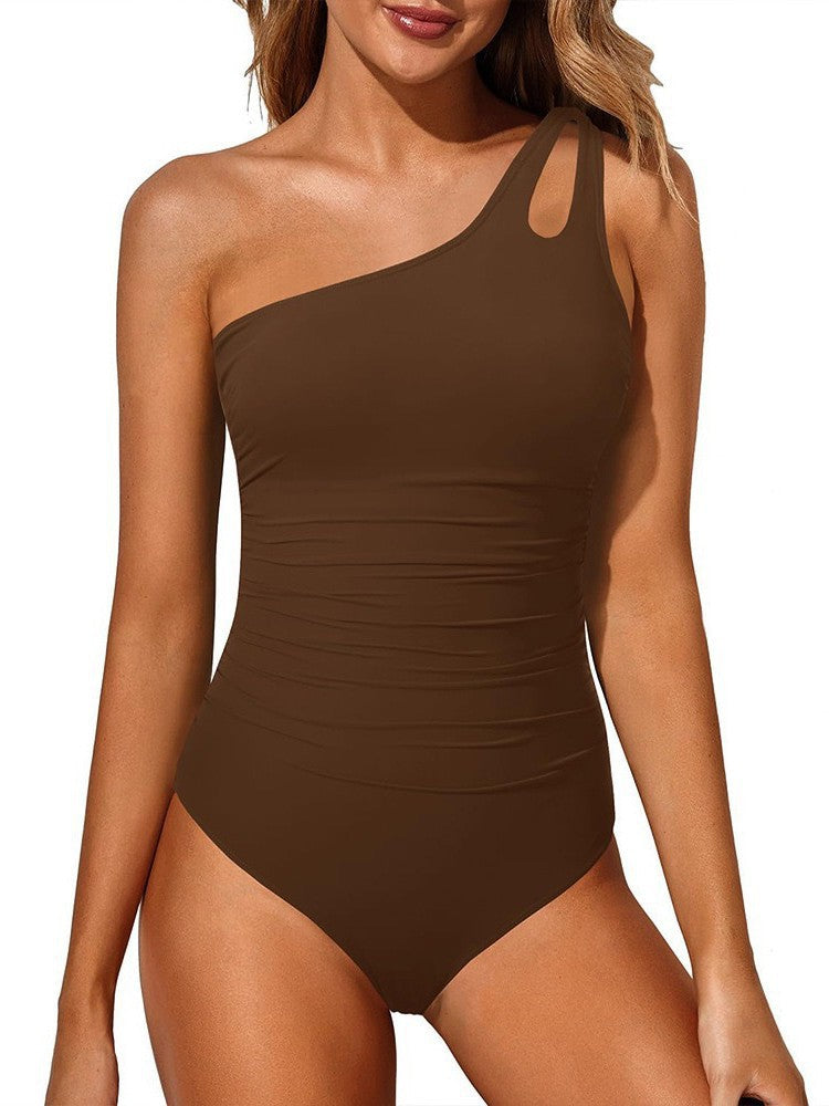 Damen Einseitiger Badeanzug mit Leopardenmuster Drune