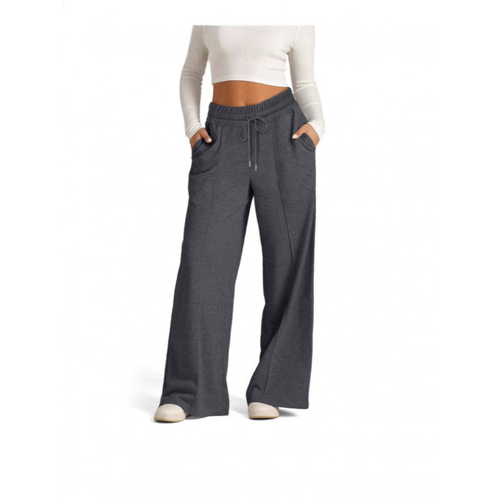 Damen breite Jogginghose mit elastischem Bund und seitlichen Eingrifftaschen Drune