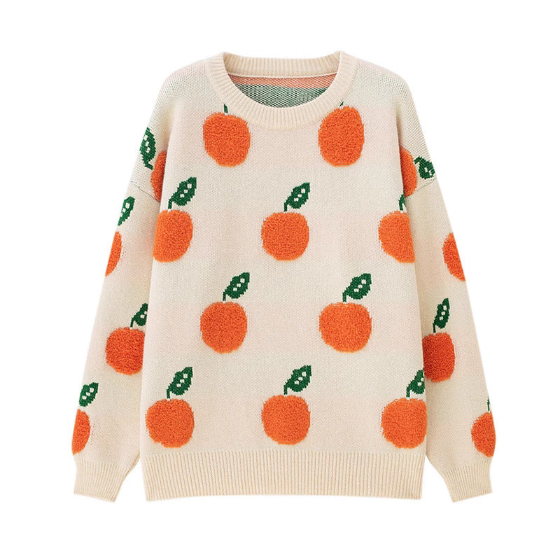 Damen Strickpullover mit verspieltem Obstdesign Drune