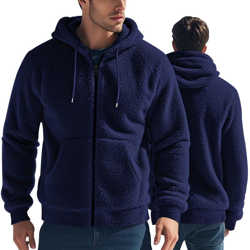 Herren kuschelige Fleecejacke mit Kapuze Drune