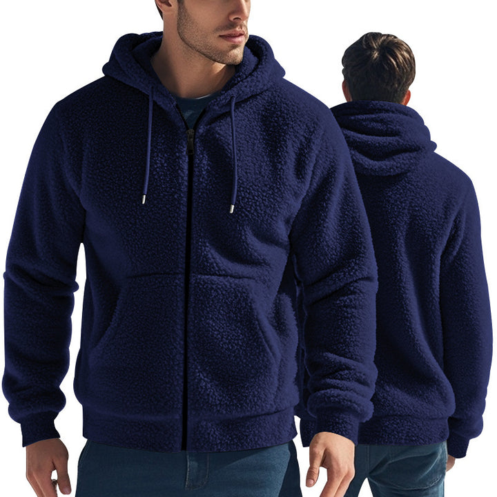 Herren kuschelige Fleecejacke mit Kapuze Drune