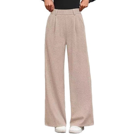 Damen Weite Stoffhose mit hochgezogenem Taillenbund und praktischen Eingrifftaschen Drune