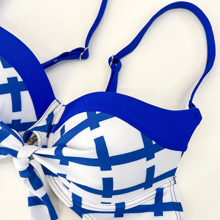 Damen Bikini-Set mit elegantem Knoten-Design und Hochbund Drune