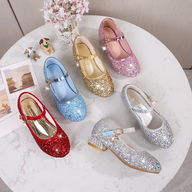 Mädchen Glitzernde Mary Jane Ballerinas mit dekorativer Schleifen- und Perlenverzierung Drune
