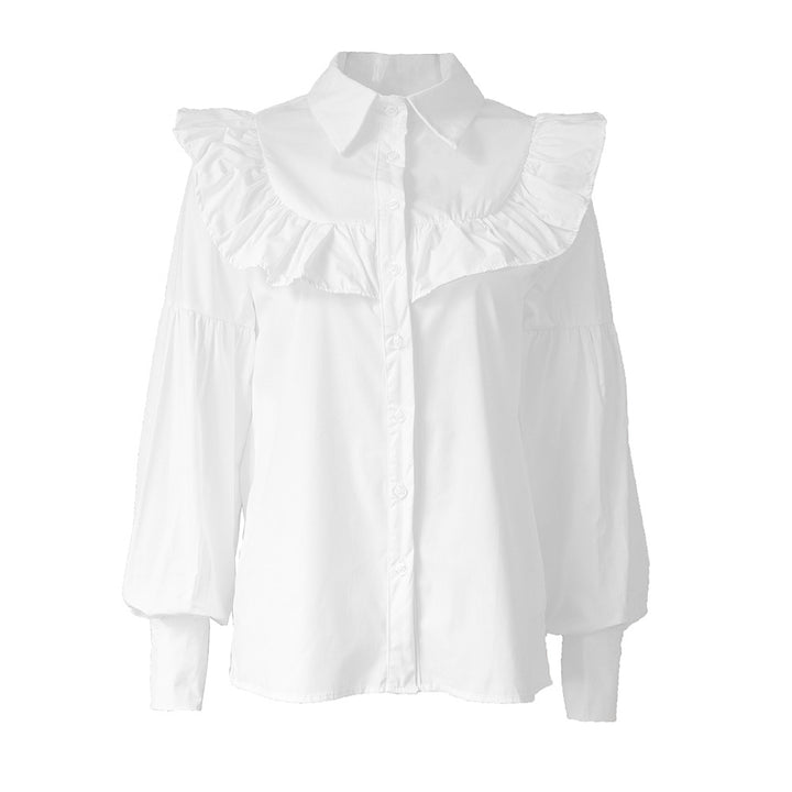 Damen Elegantes Blusenhemd mit Rüschen und weitem Ärmel Drune