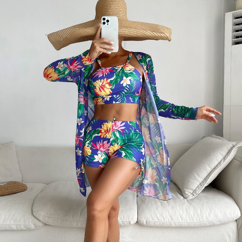 Damen trendiges Strandoutfit mit floralem Muster Drune